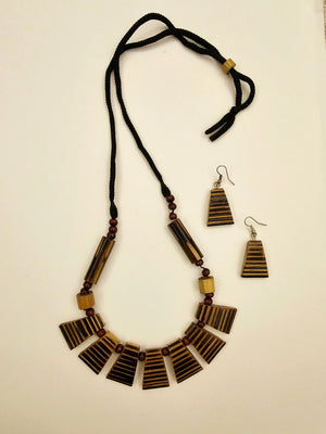 Wooden Necklace Earring Set